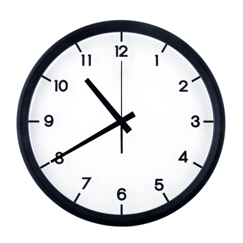 Classic,Analog,Clock,Pointing,At,Ten,Forty,,Isolated,On,White